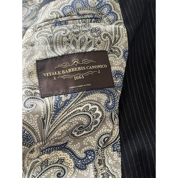 J. Hilburn Vitale Barberis Canonico Wool Mens Blazer Navy Stripe 38R - Picture 5 of 15
